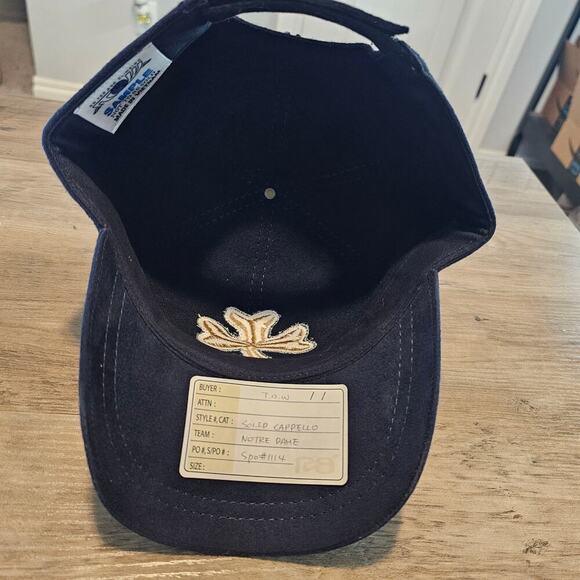 Vintage Notre Dame Strapback Hat Cap Y2K Blue Gold Fighting Irish Clover NCAA - Picture 7 of 9